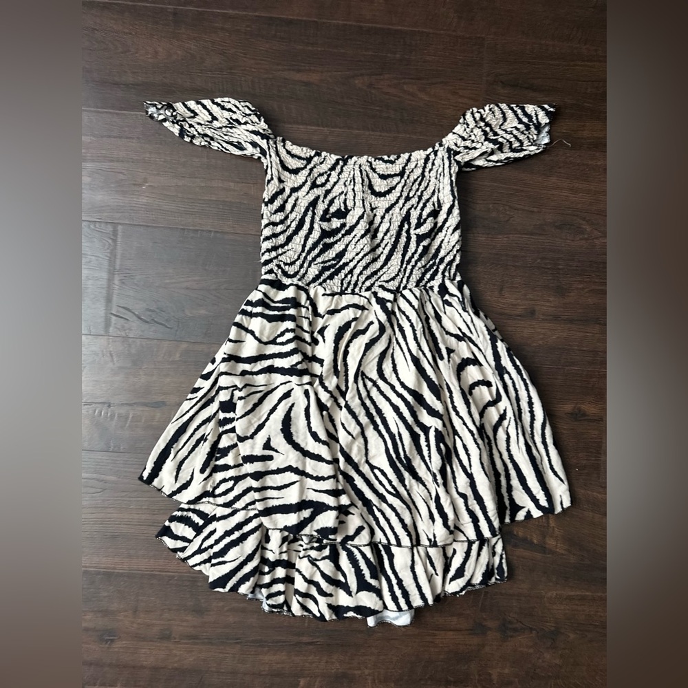 Zebra Print Off-Shoulder Dress from Rome Italy #b49